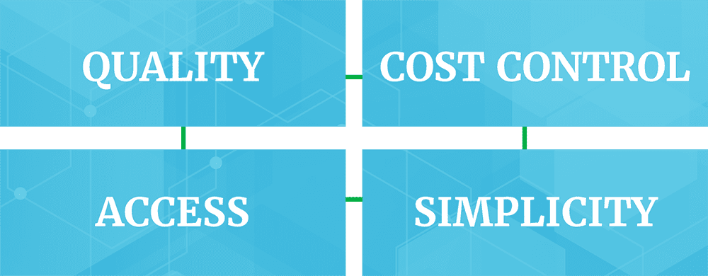 Quality, cost control, access, simplicity